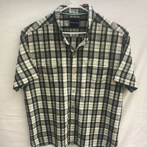 Perry Ellis Black and White Checkered Men's Shirt